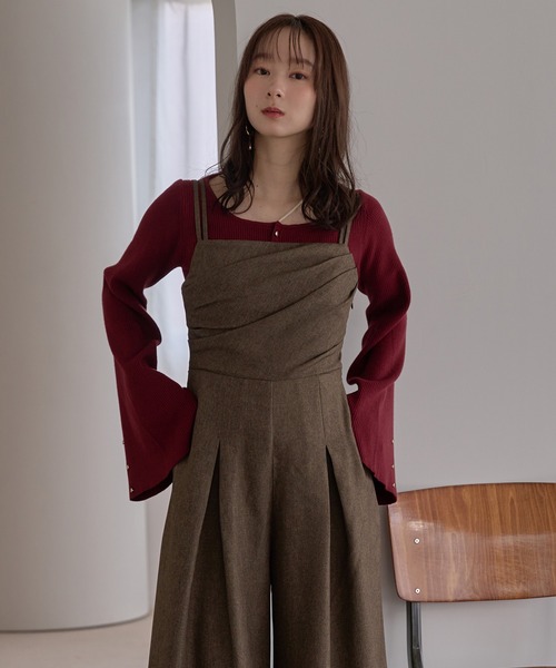 mideal(マイディール)の「button design flare sleeve rib knit / ボタンデザインフレアスリーブリブニット(ニット/セーター・レディース・ブラウン/ボルドー/ネイビー/アイボリー・FREE)」の20枚目の写真