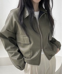 INASTUDIOS（イーナストゥディオス）の「フェイクレザー ジップアップ ブルゾン レディース（ブルゾン）」