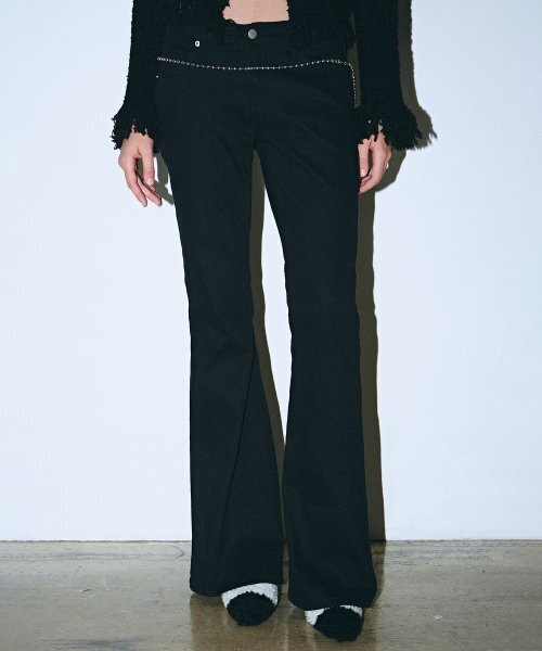 COTTON FLARE BOOTS CUT PANTS_BLACK