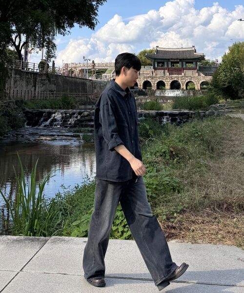 セール】Multi Studded Denim Pants (Black)（デニムパンツ）｜AAKAM