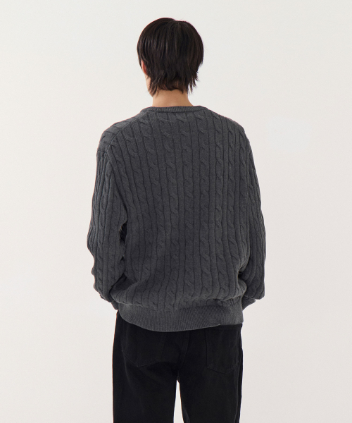 MUSINSA STANDARD（ムシンサスタンダード）の「コットンケーブルクルーネックニット[グレー]（ニット/セーター・メンズ・その他・SMALL/MEDIUM/LARGE/X-LARGE/XX-LARGE）」の3枚目の写真