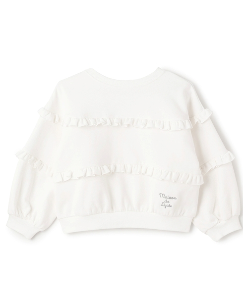 Lycee mine（リセマイン）の「【毛玉バイバイ裏起毛】【どちらが前でもOK】フリルフリルスウェット（スウェット・キッズ・サックスブルー/ブラック/アイボリー/ライトグレー・130cm/140cm/150cm/110cm/100cm/120cm）」の5枚目の写真