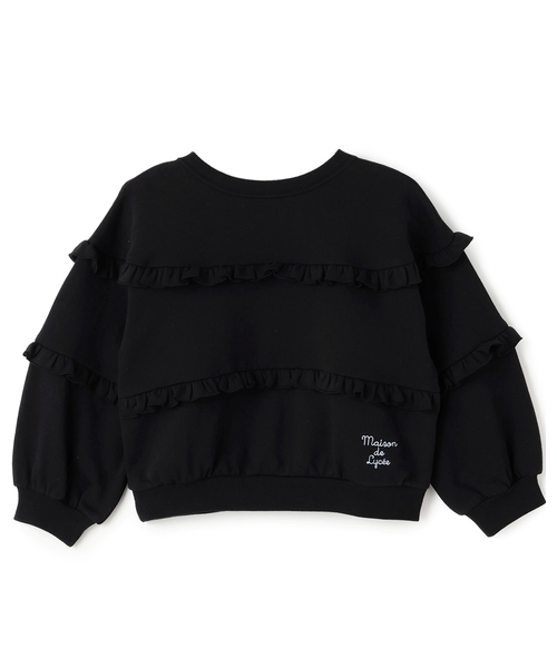 Lycee mine（リセマイン）の「【毛玉バイバイ裏起毛】【どちらが前でもOK】フリルフリルスウェット（スウェット・キッズ・サックスブルー/ブラック/アイボリー/ライトグレー・130cm/140cm/150cm/110cm/100cm/120cm）」の6枚目の写真