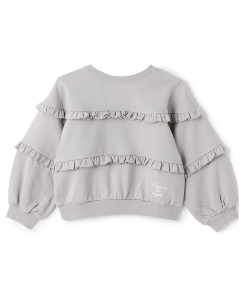 Lycee mine（リセマイン）の「【毛玉バイバイ裏起毛】【どちらが前でもOK】フリルフリルスウェット（スウェット・キッズ・サックスブルー/ブラック/アイボリー/ライトグレー・130cm/140cm/150cm/110cm/100cm/120cm）」の7枚目の写真