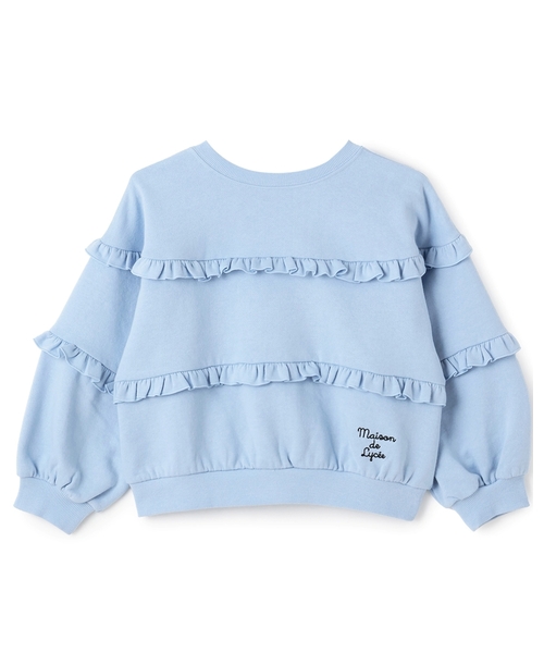 Lycee mine（リセマイン）の「【毛玉バイバイ裏起毛】【どちらが前でもOK】フリルフリルスウェット（スウェット・キッズ・サックスブルー/ブラック/アイボリー/ライトグレー・130cm/140cm/150cm/110cm/100cm/120cm）」の8枚目の写真