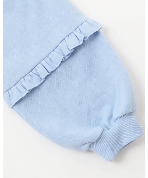 Lycee mine（リセマイン）の「【毛玉バイバイ裏起毛】【どちらが前でもOK】フリルフリルスウェット（スウェット・キッズ・サックスブルー/ブラック/アイボリー/ライトグレー・130cm/140cm/150cm/110cm/100cm/120cm）」の11枚目の写真