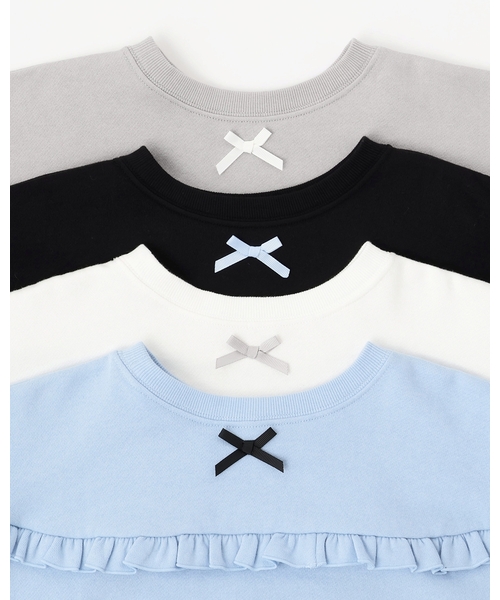 Lycee mine（リセマイン）の「【毛玉バイバイ裏起毛】【どちらが前でもOK】フリルフリルスウェット（スウェット・キッズ・サックスブルー/ブラック/アイボリー/ライトグレー・130cm/140cm/150cm/110cm/100cm/120cm）」の13枚目の写真