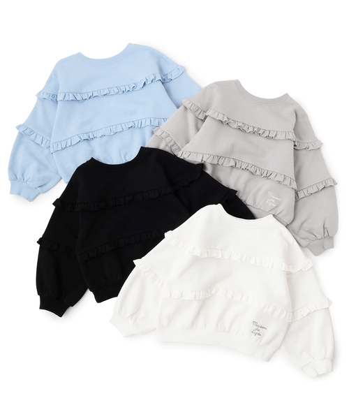 Lycee mine（リセマイン）の「【毛玉バイバイ裏起毛】【どちらが前でもOK】フリルフリルスウェット（スウェット・キッズ・サックスブルー/ブラック/アイボリー/ライトグレー・130cm/140cm/150cm/110cm/100cm/120cm）」の16枚目の写真