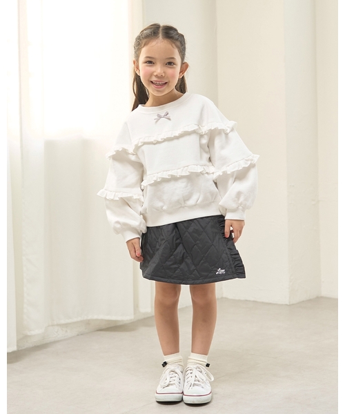 Lycee mine（リセマイン）の「【毛玉バイバイ裏起毛】【どちらが前でもOK】フリルフリルスウェット（スウェット・キッズ・サックスブルー/ブラック/アイボリー/ライトグレー・130cm/140cm/150cm/110cm/100cm/120cm）」の18枚目の写真