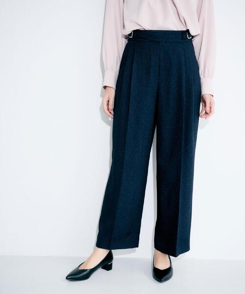 index（インデックス）の「カルゼツイードストレッチワイドパンツ【洗濯機OK/防シワ/イージーアイロン/抗ピル】（その他パンツ・レディース・ダークグレー/ネイビー/ブラウン系その他2・36/38/40/42）」の4枚目の写真