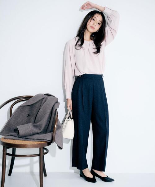 index（インデックス）の「カルゼツイードストレッチワイドパンツ【洗濯機OK/防シワ/イージーアイロン/抗ピル】（その他パンツ・レディース・ダークグレー/ネイビー/ブラウン系その他2・36/38/40/42）」の6枚目の写真