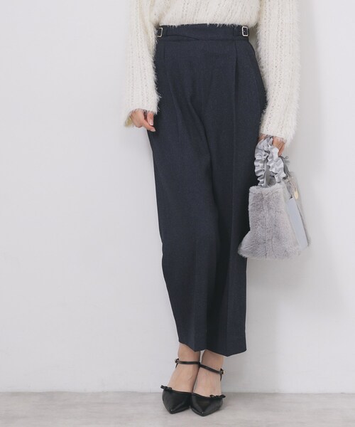 index（インデックス）の「カルゼツイードストレッチワイドパンツ【洗濯機OK/防シワ/イージーアイロン/抗ピル】（その他パンツ・レディース・ダークグレー/ネイビー/ブラウン系その他2・36/38/40/42）」の8枚目の写真