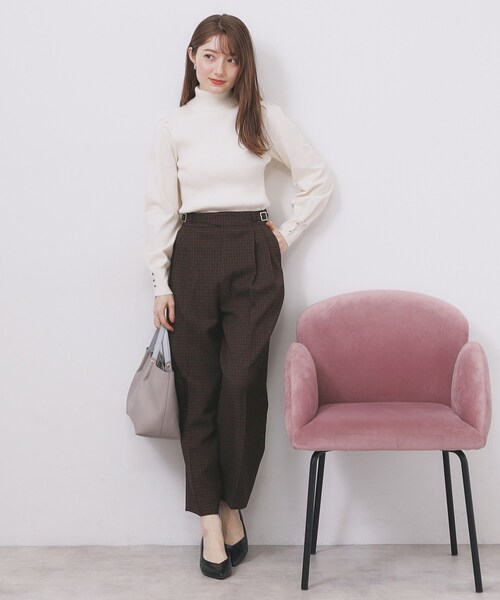 index（インデックス）の「カルゼツイードストレッチワイドパンツ【洗濯機OK/防シワ/イージーアイロン/抗ピル】（その他パンツ・レディース・ダークグレー/ネイビー/ブラウン系その他2・36/38/40/42）」の13枚目の写真