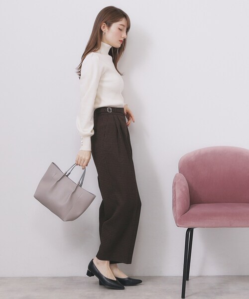 index（インデックス）の「カルゼツイードストレッチワイドパンツ【洗濯機OK/防シワ/イージーアイロン/抗ピル】（その他パンツ・レディース・ダークグレー/ネイビー/ブラウン系その他2・36/38/40/42）」の14枚目の写真