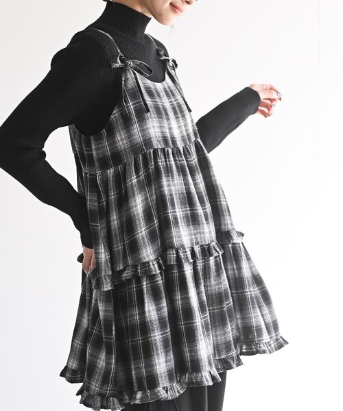 rps(アールピーエス)の「起毛チェックティアードキャミチュニック(チュニック・レディース・ブルー/ネイビー/ブラック・フリー)」の2枚目の写真