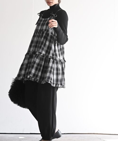 rps(アールピーエス)の「起毛チェックティアードキャミチュニック(チュニック・レディース・ブルー/ネイビー/ブラック・フリー)」の6枚目の写真