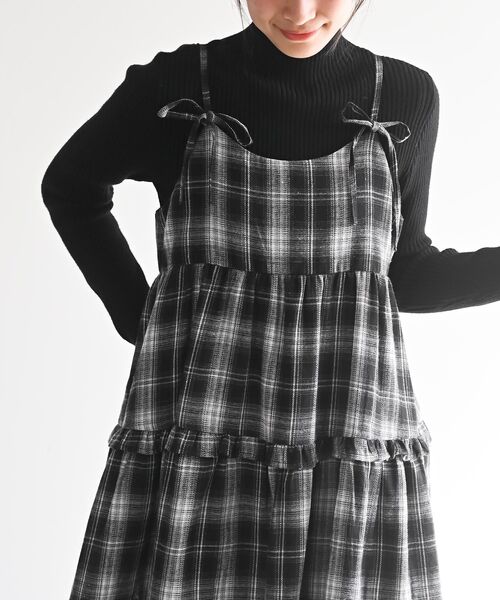 rps(アールピーエス)の「起毛チェックティアードキャミチュニック(チュニック・レディース・ブルー/ネイビー/ブラック・フリー)」の7枚目の写真