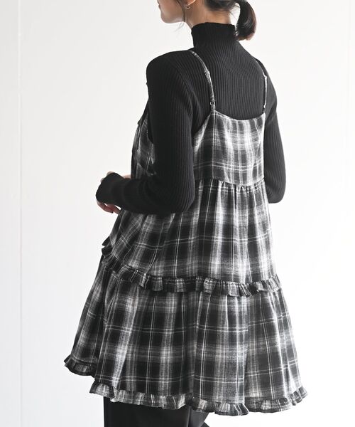 rps(アールピーエス)の「起毛チェックティアードキャミチュニック(チュニック・レディース・ブルー/ネイビー/ブラック・フリー)」の9枚目の写真