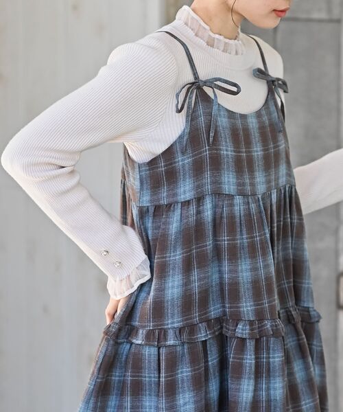 rps(アールピーエス)の「起毛チェックティアードキャミチュニック(チュニック・レディース・ブルー/ネイビー/ブラック・フリー)」の15枚目の写真