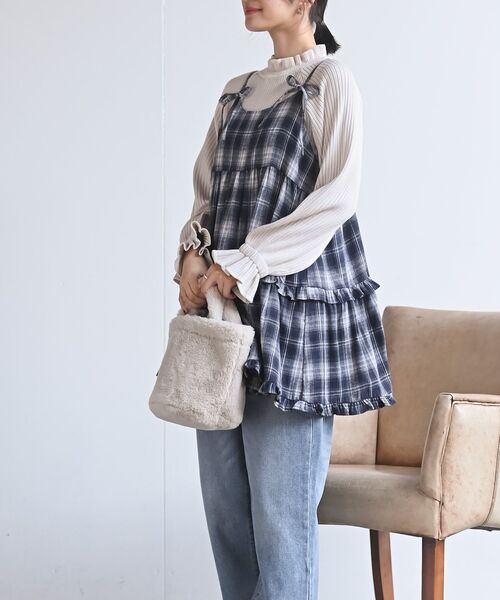 rps(アールピーエス)の「起毛チェックティアードキャミチュニック(チュニック・レディース・ブルー/ネイビー/ブラック・フリー)」の18枚目の写真