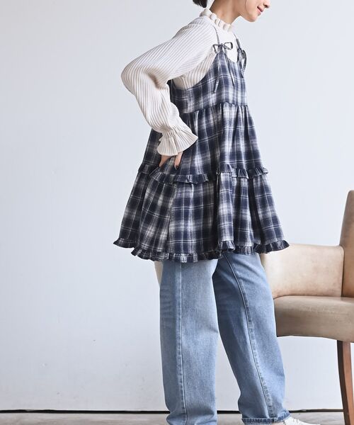 rps(アールピーエス)の「起毛チェックティアードキャミチュニック(チュニック・レディース・ブルー/ネイビー/ブラック・フリー)」の20枚目の写真