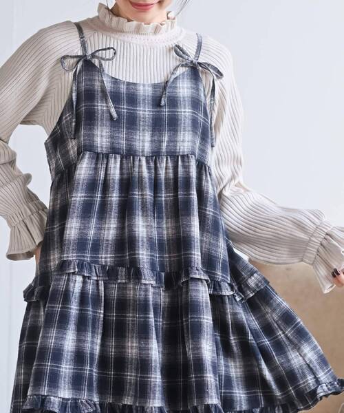 rps(アールピーエス)の「起毛チェックティアードキャミチュニック(チュニック・レディース・ブルー/ネイビー/ブラック・フリー)」の21枚目の写真