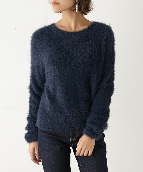 SLY（スライ）の「ミンクライク HG TOPS（ニット/セーター・レディース・レッド/ベージュ/ネイビー・FREE）」の3枚目の写真