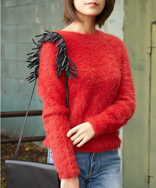 SLY（スライ）の「ミンクライク HG TOPS（ニット/セーター・レディース・レッド/ベージュ/ネイビー・FREE）」の11枚目の写真