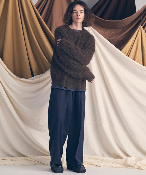 MAISON SPECIAL(メゾンスペシャル)の「《UNISEX》Prime-Over Crew Neck Shaggy Knit Pullover/プライムオーバークルーネックシャギーニットプルオーバー【MAISON SPECIAL/メゾンスペシャル】(ニット/セーター・メンズ・ホワイト/ブラウン/レッド/ターコイズブルー/ブラック・0/1/2)」の6枚目の写真