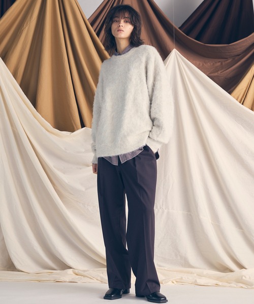MAISON SPECIAL(メゾンスペシャル)の「《UNISEX》Prime-Over Crew Neck Shaggy Knit Pullover/プライムオーバークルーネックシャギーニットプルオーバー【MAISON SPECIAL/メゾンスペシャル】(ニット/セーター・メンズ・ホワイト/ブラウン/レッド/ターコイズブルー/ブラック・0/1/2)」の8枚目の写真