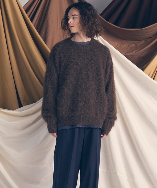 MAISON SPECIAL(メゾンスペシャル)の「《UNISEX》Prime-Over Crew Neck Shaggy Knit Pullover/プライムオーバークルーネックシャギーニットプルオーバー【MAISON SPECIAL/メゾンスペシャル】(ニット/セーター・メンズ・ホワイト/ブラウン/レッド/ターコイズブルー/ブラック・0/1/2)」の15枚目の写真