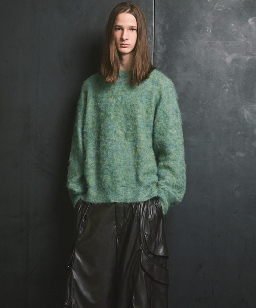 MAISON SPECIAL ライトグリーン ニットセーター UNISEX》Prime-Over Crew Neck Shaggy Knit Pullover/プライムオーバー