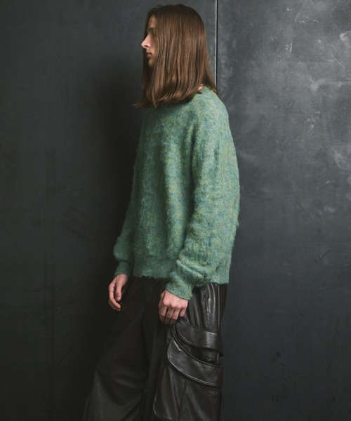 MAISON SPECIAL ライトグリーン ニットセーター UNISEX》Prime-Over Crew Neck Shaggy Knit Pullover/プライムオーバー