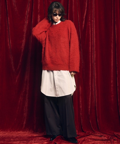 MAISON SPECIAL(メゾンスペシャル)の「《UNISEX》Prime-Over Crew Neck Shaggy Knit Pullover/プライムオーバークルーネックシャギーニットプルオーバー【MAISON SPECIAL/メゾンスペシャル】(ニット/セーター・メンズ・ホワイト/ブラウン/レッド/ターコイズブルー/ブラック・0/1/2)」の12枚目の写真