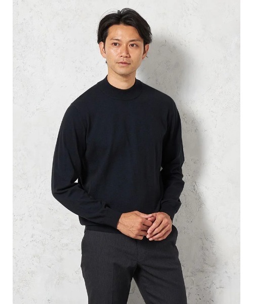HARUYAMA(ハルヤマ)の「【ウォッシャブル】ニット ファイブミックス モックネック 無地 リッケンバッカーブラック(ニット/セーター・メンズ・ブラウン/オレンジ/ネイビー・M/L/LL)」の3枚目の写真