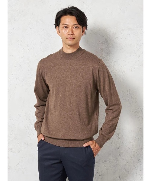 HARUYAMA(ハルヤマ)の「【ウォッシャブル】ニット ファイブミックス モックネック 無地 リッケンバッカーブラック(ニット/セーター・メンズ・ブラウン/オレンジ/ネイビー・M/L/LL)」の2枚目の写真