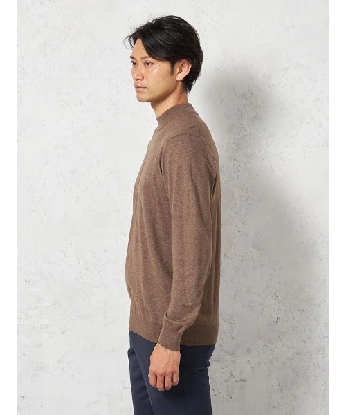 HARUYAMA(ハルヤマ)の「【ウォッシャブル】ニット ファイブミックス モックネック 無地 リッケンバッカーブラック(ニット/セーター・メンズ・ブラウン/オレンジ/ネイビー・M/L/LL)」の4枚目の写真