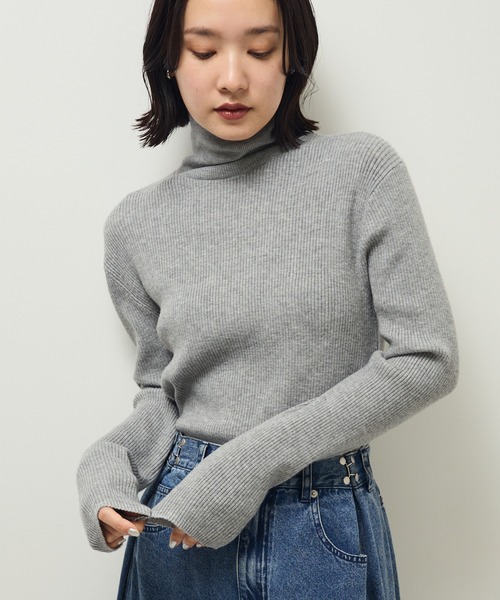 セール】チクチクしないリブタートルニットプルオーバー（ニット