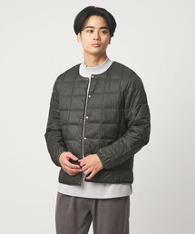 <TAION>クルーネック ボタン ダウンジャケット
