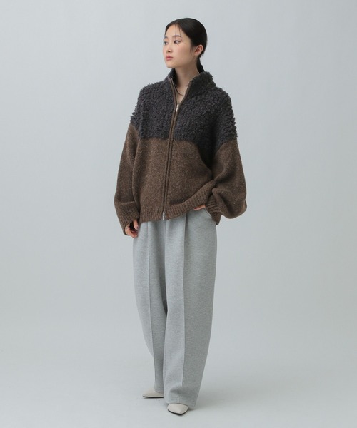 セール】3.5ゲージ切り替えZIPカーディガン 605964（カーディガン