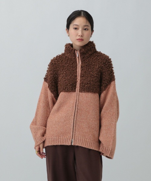 セール】3.5ゲージ切り替えZIPカーディガン 605964（カーディガン