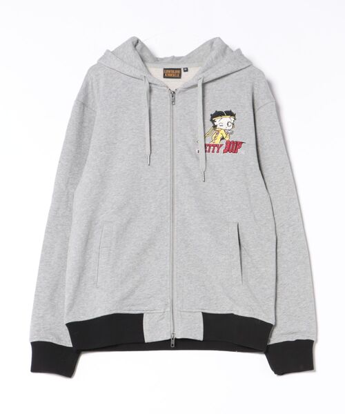 BETTY BOOP（ベティ・ブープ）の「LOWBLOW KNUCKLE / ローブローナックル / BETTY BOOP / 特攻BETTY フルジップパーカー (M2)（パーカー・メンズ・ブラック/カーキ/グレー・XXL/XL/L/M）」の2枚目の写真