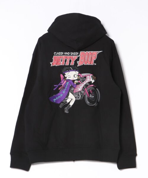 BETTY BOOP（ベティ・ブープ）の「LOWBLOW KNUCKLE / ローブローナックル / BETTY BOOP / 特攻BETTY フルジップパーカー (M2)（パーカー・メンズ・ブラック/カーキ/グレー・XXL/XL/L/M）」の4枚目の写真