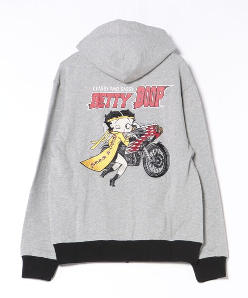 BETTY BOOP（ベティ・ブープ）の「LOWBLOW KNUCKLE / ローブローナックル / BETTY BOOP / 特攻BETTY フルジップパーカー (M2)（パーカー・メンズ・ブラック/カーキ/グレー・XXL/XL/L/M）」の5枚目の写真