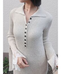 LAGUNAMOON | ラメブレンドレースカフスニットワンピース(ワンピース)