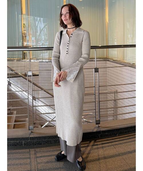 ラメブレンドレースカフスニットワンピース（ワンピース）｜LAGUNAMOON