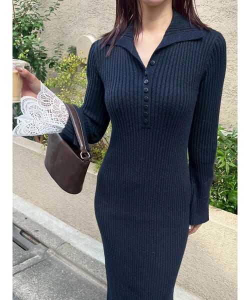 ラメブレンドレースカフスニットワンピース（ワンピース）｜LAGUNAMOON