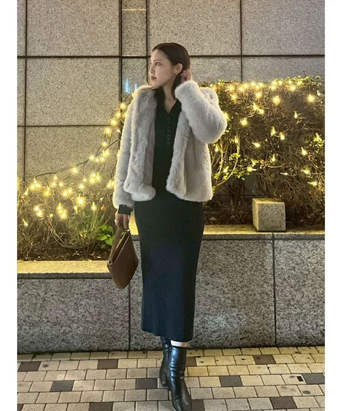 ラメブレンドレースカフスニットワンピース（ワンピース）｜LAGUNAMOON