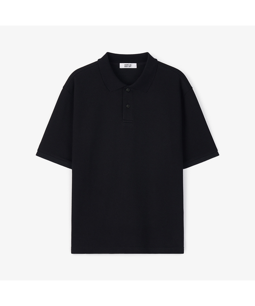 WORK ON BODY OFF(ワークオンボディオフ)の「クラシックセミオーバーフィットコットンピケTシャツ-ブラック(ポロシャツ・メンズ・ブラック・SMALL/MEDIUM/LARGE/X-LARGE/2XL)」の1枚目の写真