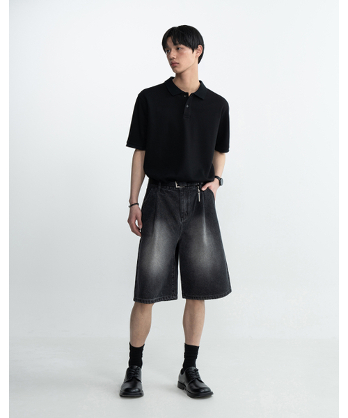WORK ON BODY OFF(ワークオンボディオフ)の「クラシックセミオーバーフィットコットンピケTシャツ-ブラック(ポロシャツ・メンズ・ブラック・SMALL/MEDIUM/LARGE/X-LARGE/2XL)」の4枚目の写真